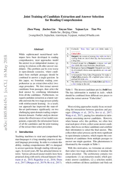 Joint Training of Candidate Extraction and Answer Selection for Reading
  Comprehension