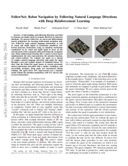 FollowNet: Robot Navigation by Following Natural Language Directions
  with Deep Reinforcement Learning