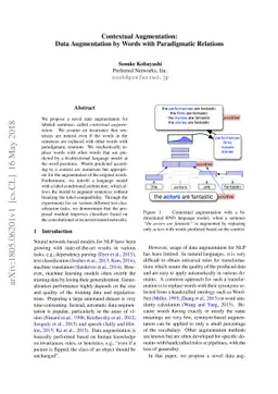 Contextual Augmentation: Data Augmentation by Words with Paradigmatic
  Relations