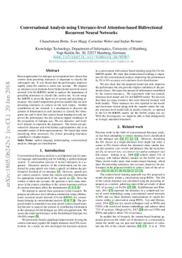 Conversational Analysis using Utterance-level Attention-based
  Bidirectional Recurrent Neural Networks