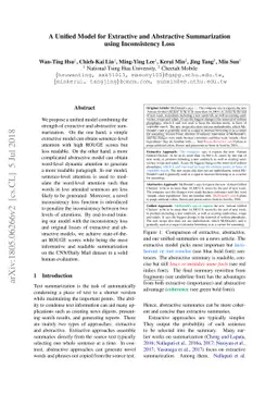 A Unified Model for Extractive and Abstractive Summarization using
  Inconsistency Loss