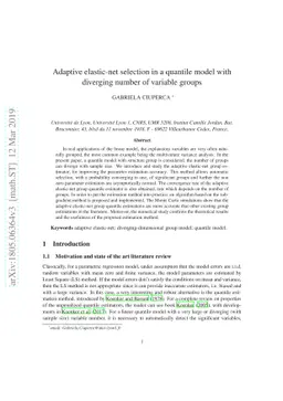 Adaptive elastic-net selection in a quantile model with diverging number
  of variable groups