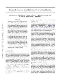 Progress & Compress: A scalable framework for continual learning
