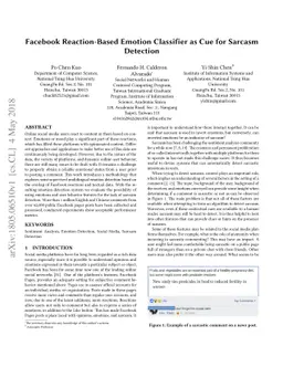 Facebook Reaction-Based Emotion Classifier as Cue for Sarcasm Detection