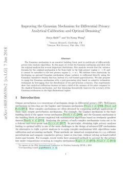 Improving the Gaussian Mechanism for Differential Privacy: Analytical
  Calibration and Optimal Denoising