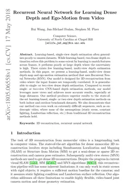 Recurrent Neural Network for Learning DenseDepth and Ego-Motion from
  Video