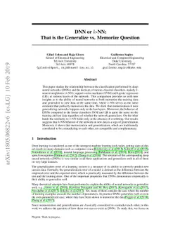 DNN or k-NN: That is the Generalize vs. Memorize Question