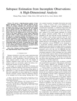 Subspace Estimation from Incomplete Observations: A High-Dimensional
  Analysis