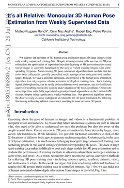 It's all Relative: Monocular 3D Human Pose Estimation from Weakly
  Supervised Data