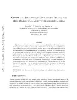 Global and Simultaneous Hypothesis Testing for High-Dimensional Logistic
  Regression Models