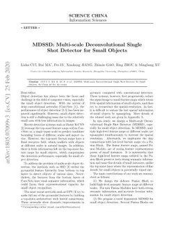 MDSSD: Multi-scale Deconvolutional Single Shot Detector for Small
  Objects