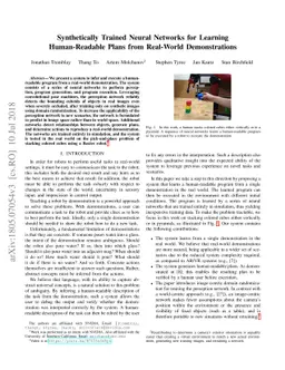 Synthetically Trained Neural Networks for Learning Human-Readable Plans
  from Real-World Demonstrations