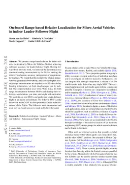 On-board Range-based Relative Localization for Micro Aerial Vehicles in
  indoor Leader-Follower Flight