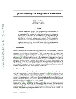 Dynamic learning rate using Mutual Information