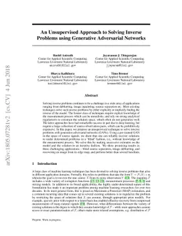 An Unsupervised Approach to Solving Inverse Problems using Generative
  Adversarial Networks
