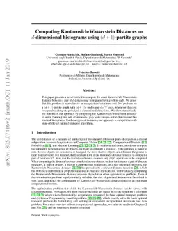 Computing Kantorovich-Wasserstein Distances on $d$-dimensional
  histograms using $(d+1)$-partite graphs