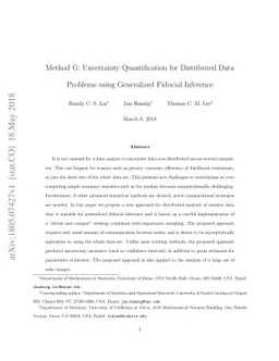 Method G: Uncertainty Quantification for Distributed Data Problems using
  Generalized Fiducial Inference