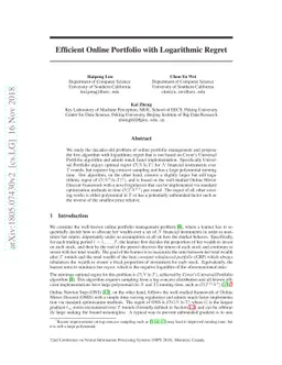 Efficient Online Portfolio with Logarithmic Regret