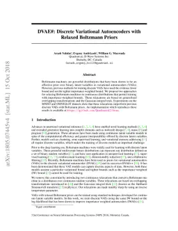 DVAE#: Discrete Variational Autoencoders with Relaxed Boltzmann Priors