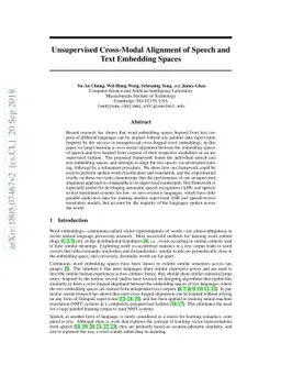 Unsupervised Cross-Modal Alignment of Speech and Text Embedding Spaces