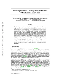 Learning Pixel-wise Labeling from the Internet without Human Interaction