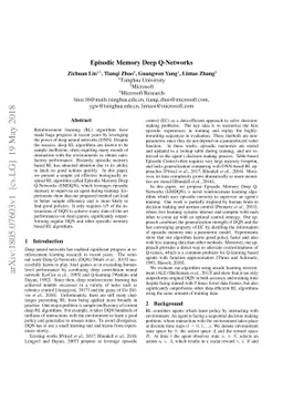 Episodic Memory Deep Q-Networks