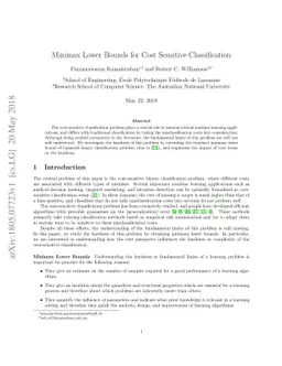 Minimax Lower Bounds for Cost Sensitive Classification