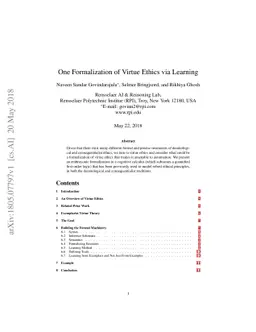 One Formalization of Virtue Ethics via Learning