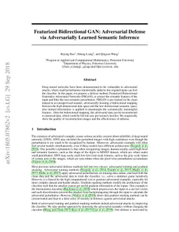 Featurized Bidirectional GAN: Adversarial Defense via Adversarially
  Learned Semantic Inference