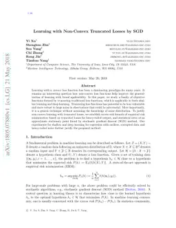 Learning with Non-Convex Truncated Losses by SGD