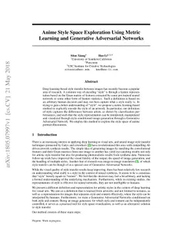 Anime Style Space Exploration Using Metric Learning and Generative
  Adversarial Networks