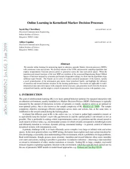 Online Learning in Kernelized Markov Decision Processes