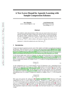 A New Lower Bound for Agnostic Learning with Sample Compression Schemes