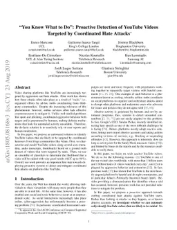 "You Know What to Do": Proactive Detection of YouTube Videos Targeted by
  Coordinated Hate Attacks