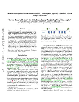 Hierarchically Structured Reinforcement Learning for Topically Coherent
  Visual Story Generation