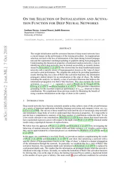 On the Selection of Initialization and Activation Function for Deep
  Neural Networks