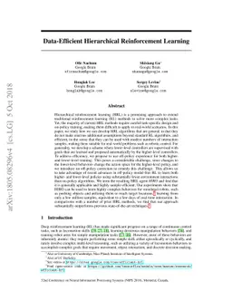 Data-Efficient Hierarchical Reinforcement Learning