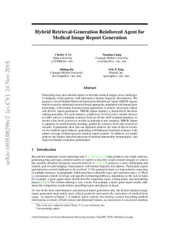Hybrid Retrieval-Generation Reinforced Agent for Medical Image Report
  Generation