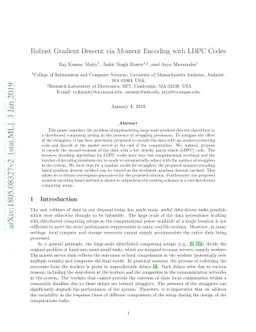 Robust Gradient Descent via Moment Encoding with LDPC Codes