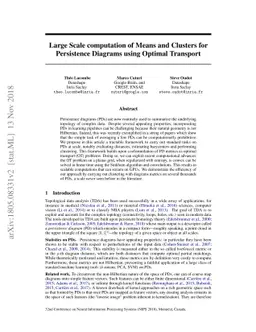 Large Scale computation of Means and Clusters for Persistence Diagrams
  using Optimal Transport