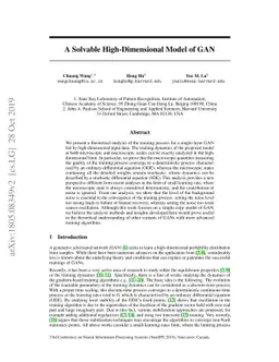 A Solvable High-Dimensional Model of GAN