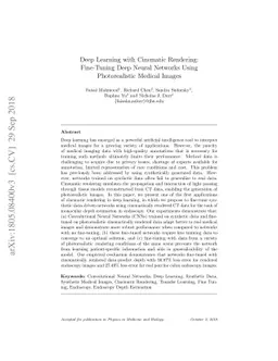 Deep Learning with Cinematic Rendering: Fine-Tuning Deep Neural Networks
  Using Photorealistic Medical Images