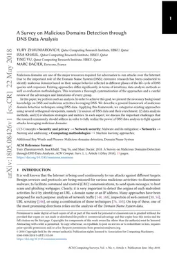 A Survey on Malicious Domains Detection through DNS Data Analysis