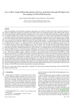 Less is More: Surgical Phase Recognition with Less Annotations through
  Self-Supervised Pre-training of CNN-LSTM Networks