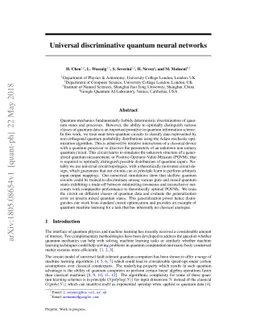 Universal discriminative quantum neural networks