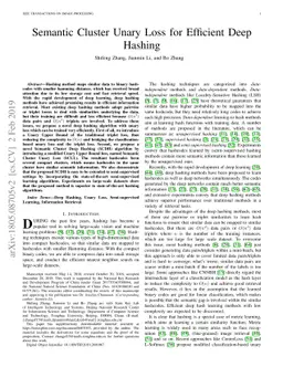 Semantic Cluster Unary Loss for Efficient Deep Hashing