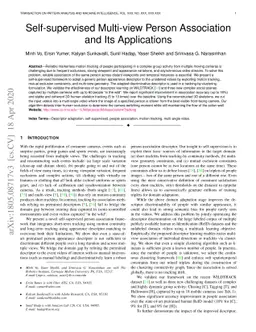 Self-supervised Multi-view Person Association and Its Applications