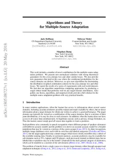 Algorithms and Theory for Multiple-Source Adaptation