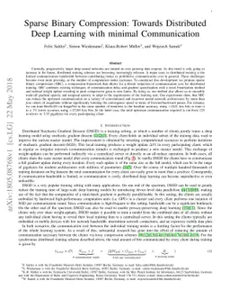 Sparse Binary Compression: Towards Distributed Deep Learning with
  minimal Communication