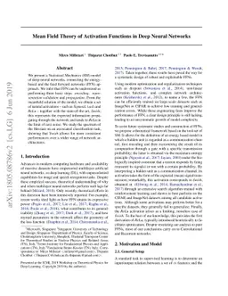 Mean Field Theory of Activation Functions in Deep Neural Networks